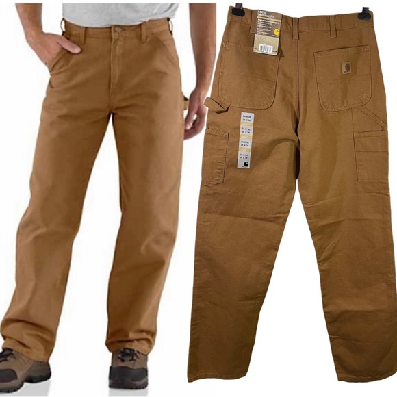 Carhartt washed duck dungaree loose fit straight leg work pants Size 34x36